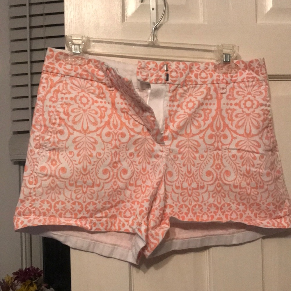 Pink and white patterned shorts